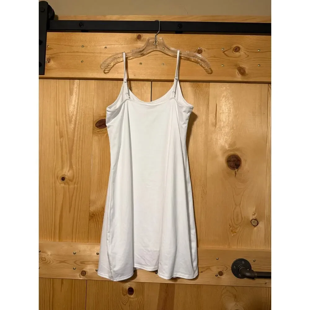 J. Crew White Tennis Dress Spaghetti Strap Built In Shorts Women’s Size L